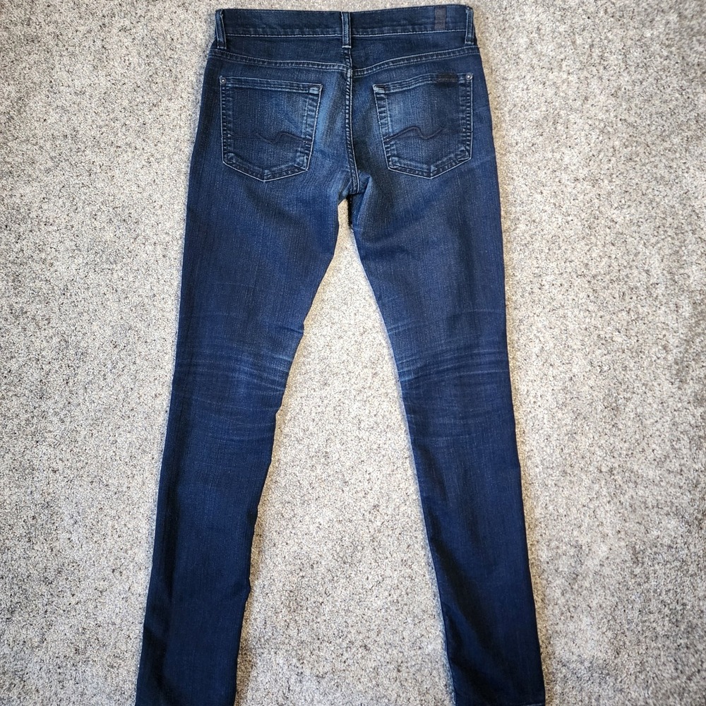 7 For All Mankind Roxanne Jeans Womens‎ 27 Slim Dark Wash Whiskered Excellent